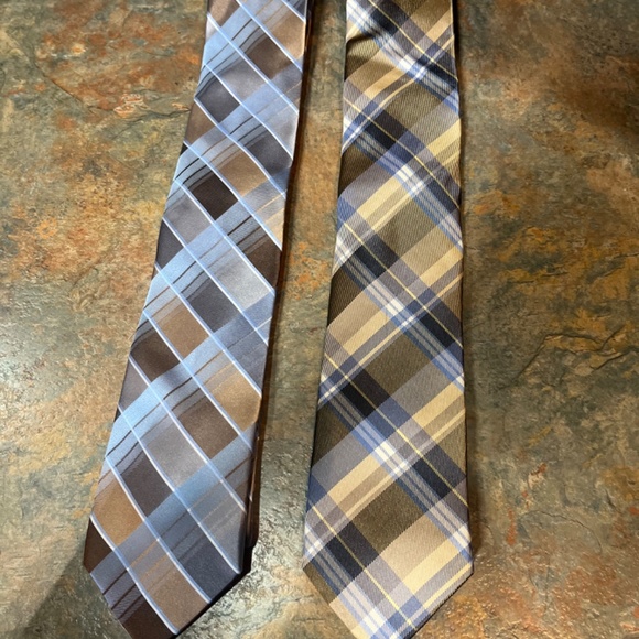 New With Tags two for one price!  Calvin Klein Men’s Warehouse plaid ties - Picture 5 of 6